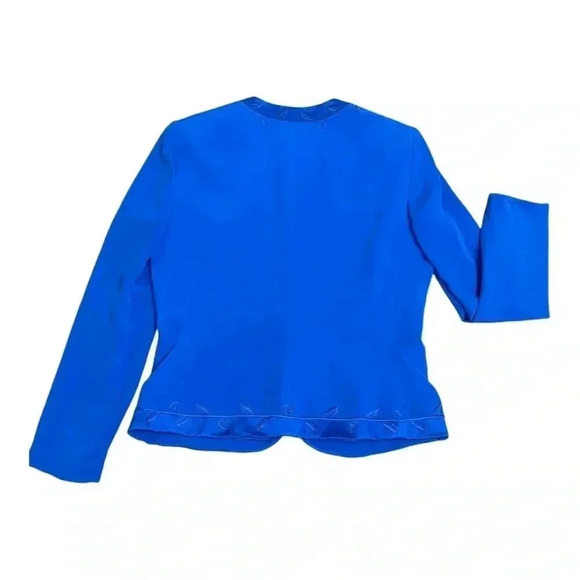 Adrianna Papell Blue 100% Silk Button Front Blazer Jacket Women’s size 8 - Picture 4 of 14